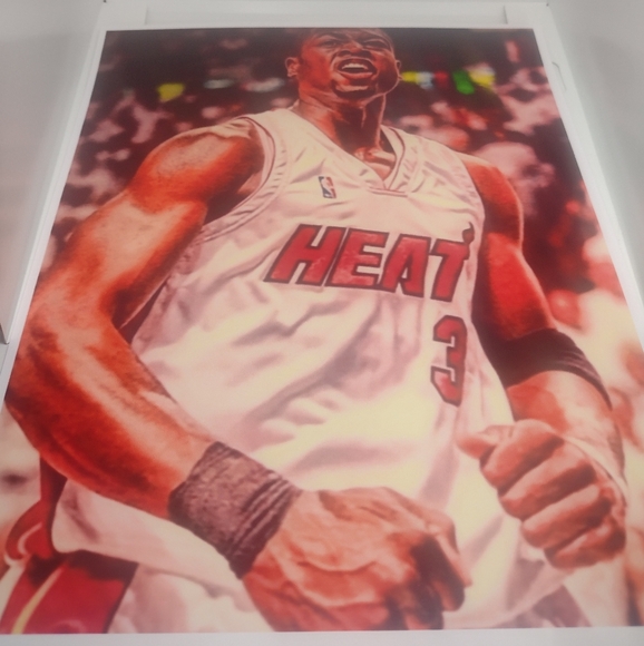 DWYANE WADE OLD SCHOOL HEAT🔥ULTRA GLOSSY COLOR ART 8.5x11 BASKETBALL🏀POSTER!🤩 - Picture 4 of 7